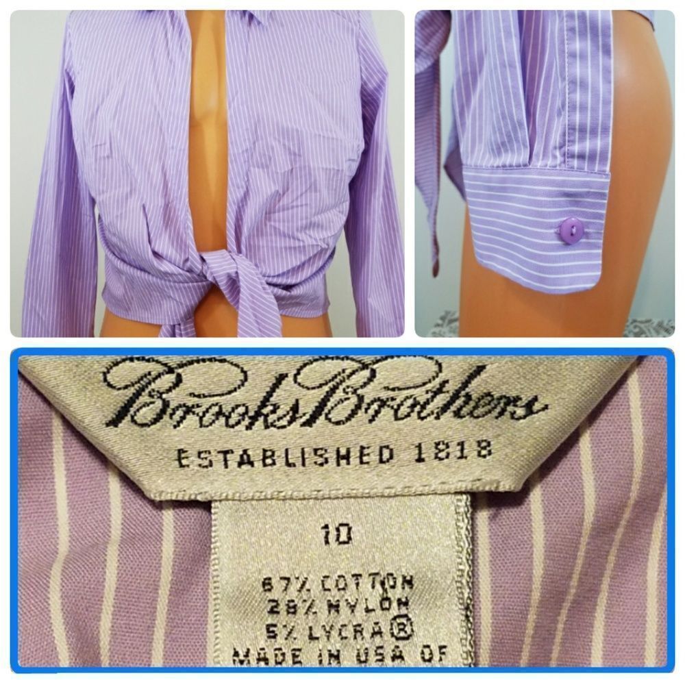 Brooks Brothers Sz 10 Top Shirt Cropped Cover Up